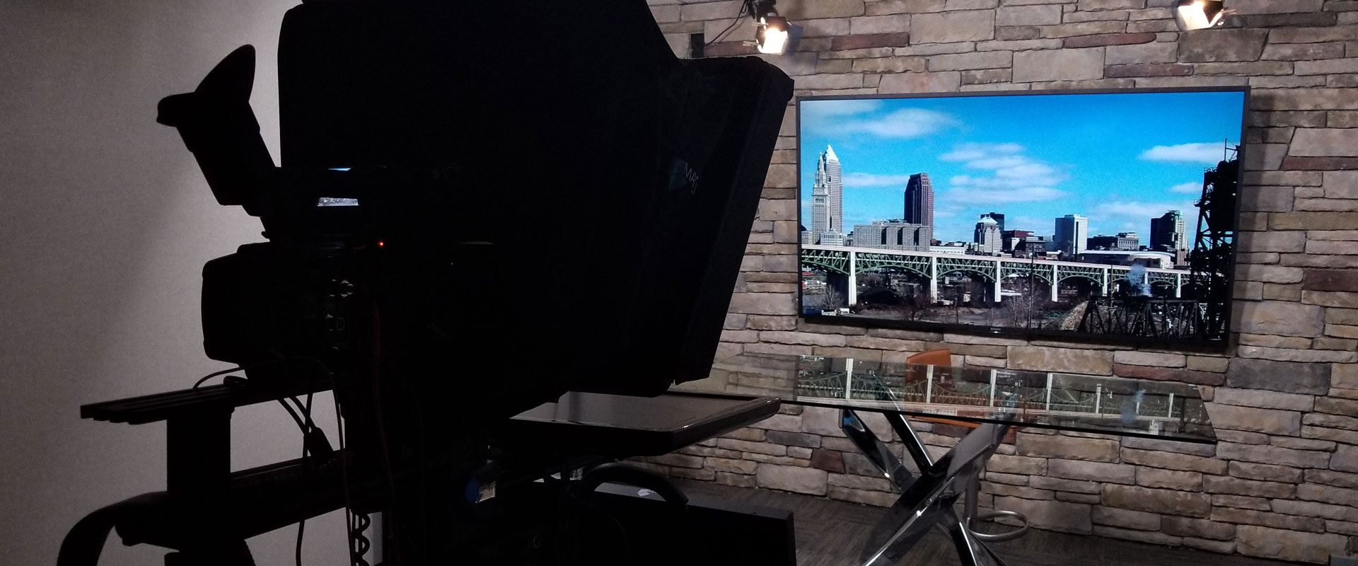 Cleveland media studio green screen teleprompter 4K cameras